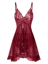Maroon sheer mesh lace nightgown - variant MAROON