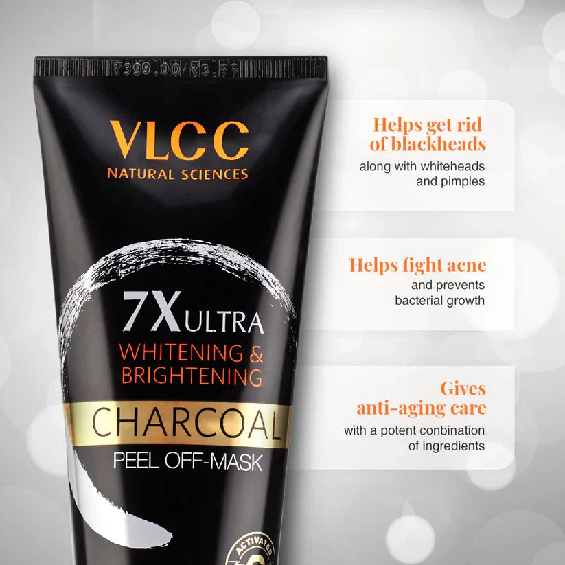 VLCC 7X Ultra Whitening and Brightening Charcoal Peel Off Mask - 100ml - Buy Online in Pakistan at Cosmia.pk