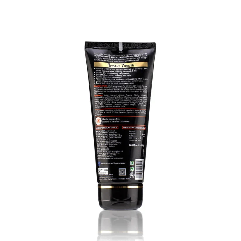 VLCC 7X Ultra Whitening and Brightening Charcoal Peel Off Mask - 100ml - Buy Online in Pakistan at Cosmia.pk