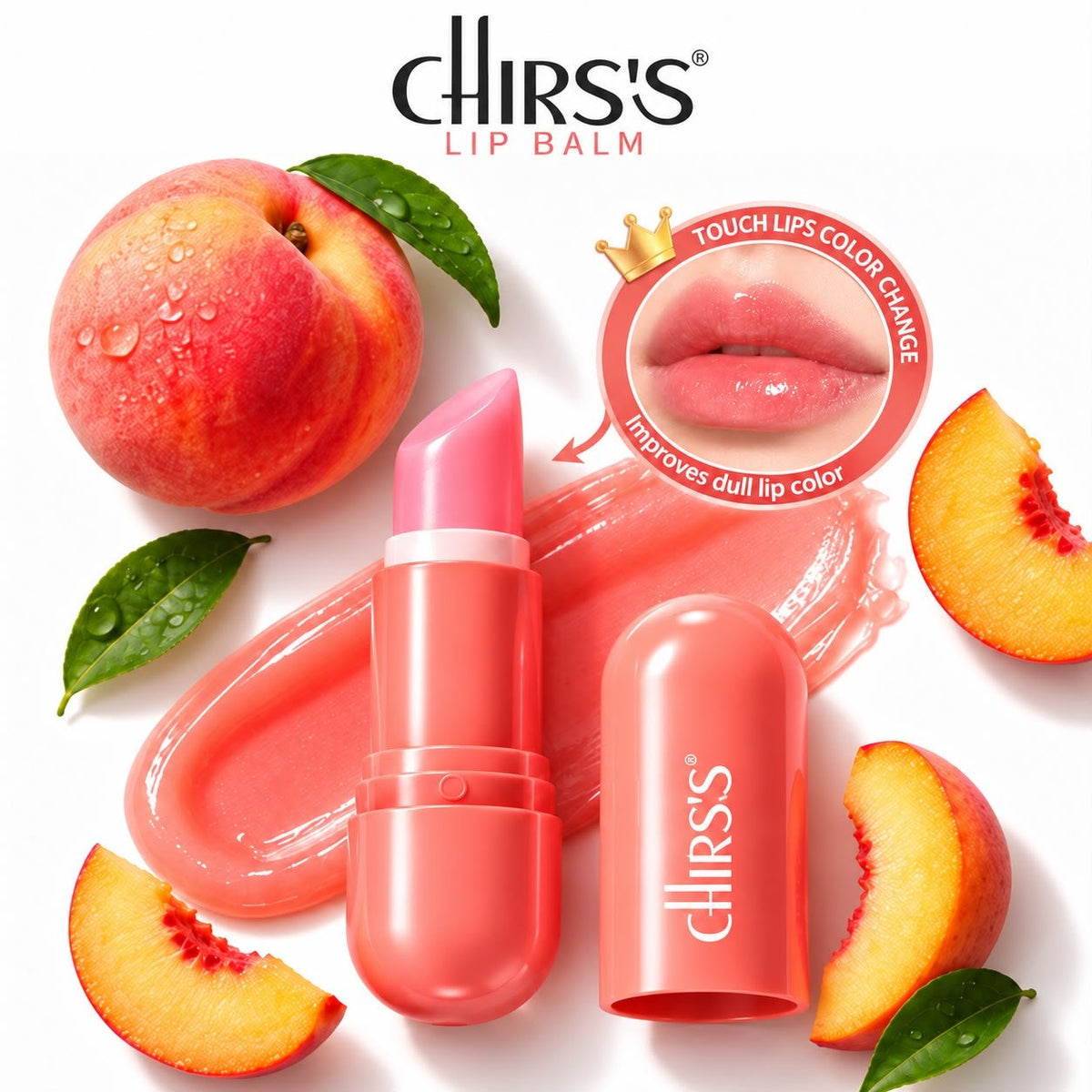 CHIRS'S Moist Nourish Lip Balm Peach open tube colour change - Buy Online in Pakistan at Cosmia.pk