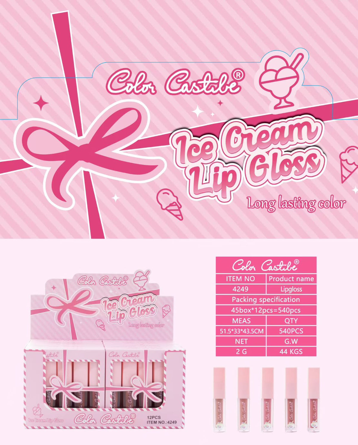 Color Castle Ice Cream Lip Gloss Set 6 Pcs - Buy Online in Pakistan at Cosmia.pk