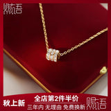 Gold cylinder zirconia pendant necklace - gift packaging style shot