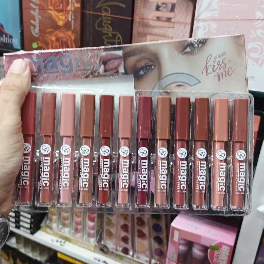 Quden Rose Soft And Matte Lip Gloss - 12 Pcs Set - Buy Online in Pakistan at Cosmia.pk