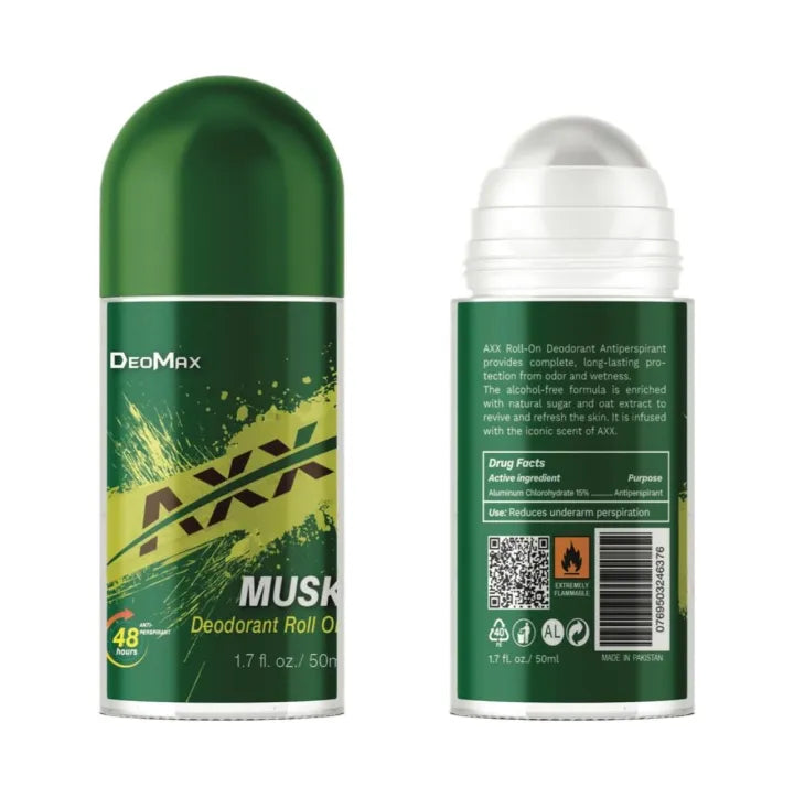 Deomax Musk Deodorant Roll On 48H Long Lasting 50ml - Buy Online in Pakistan at Cosmia.pk