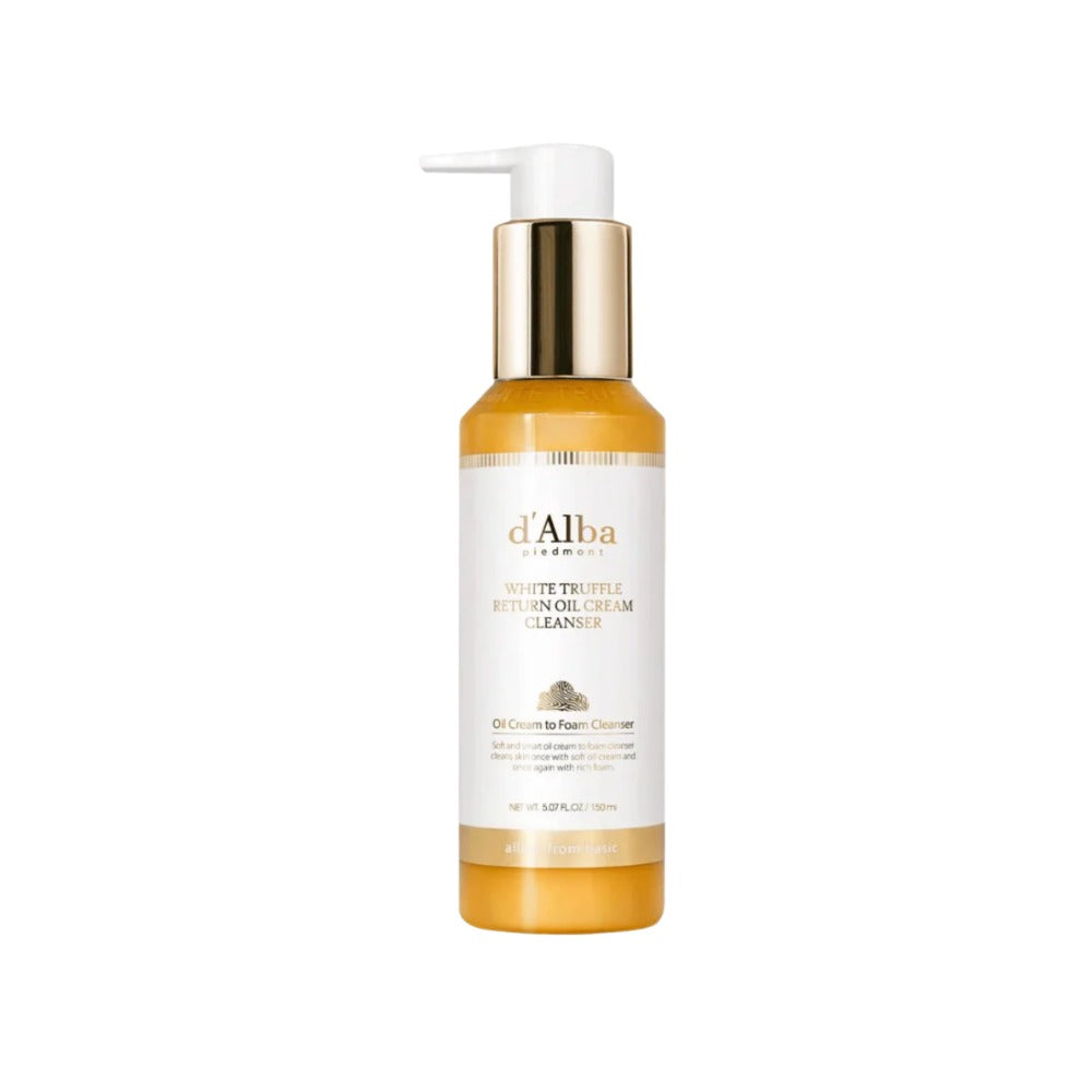 d'Alba White Truffle Return Oil Cream Cleanser 150ml professional packshot bottle on white background