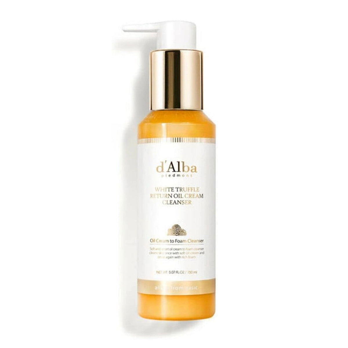 d'Alba White Truffle Return Oil Cream Cleanser 150ml professional close packshot bottle on white background