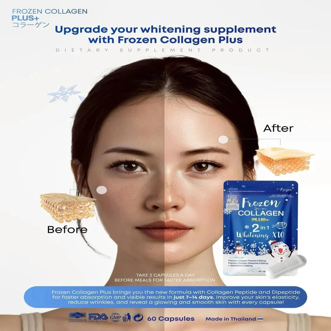 Frozen Collagen 2 in 1 Whitening Caps - 60 Capsules - Buy Online in Pakistan at Cosmia.pk