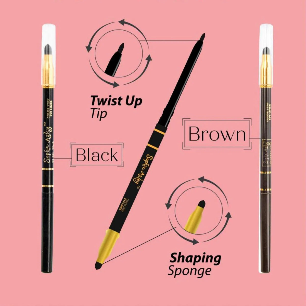 Sophia Asley 2in1 Color Stay Eyebrow And Eyeliner Brown Color - Buy Online in Pakistan at Cosmia.pk