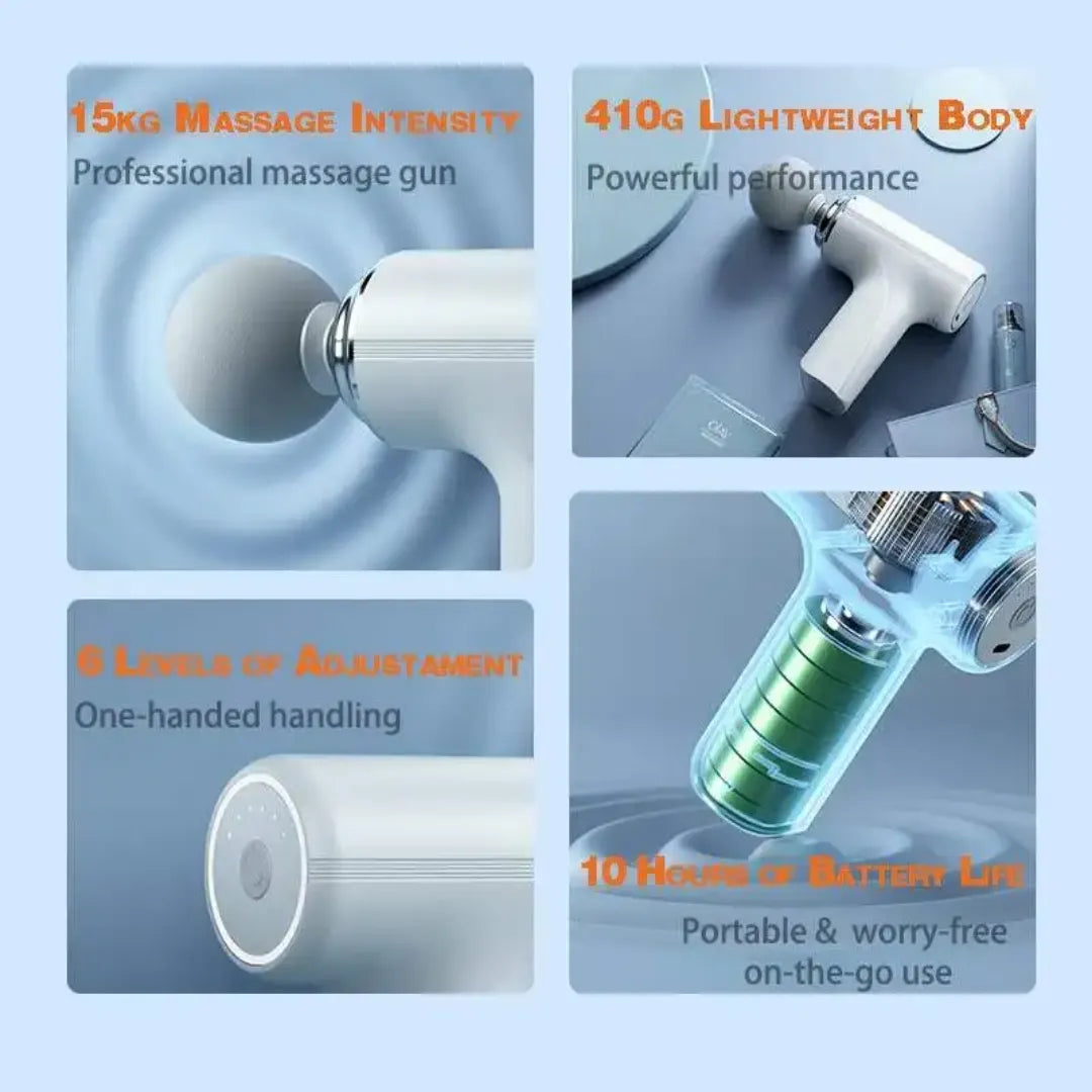 Portable Mini Massage Gun with 4 Interchangeable Heads - Buy Online in Pakistan at Cosmia.pk