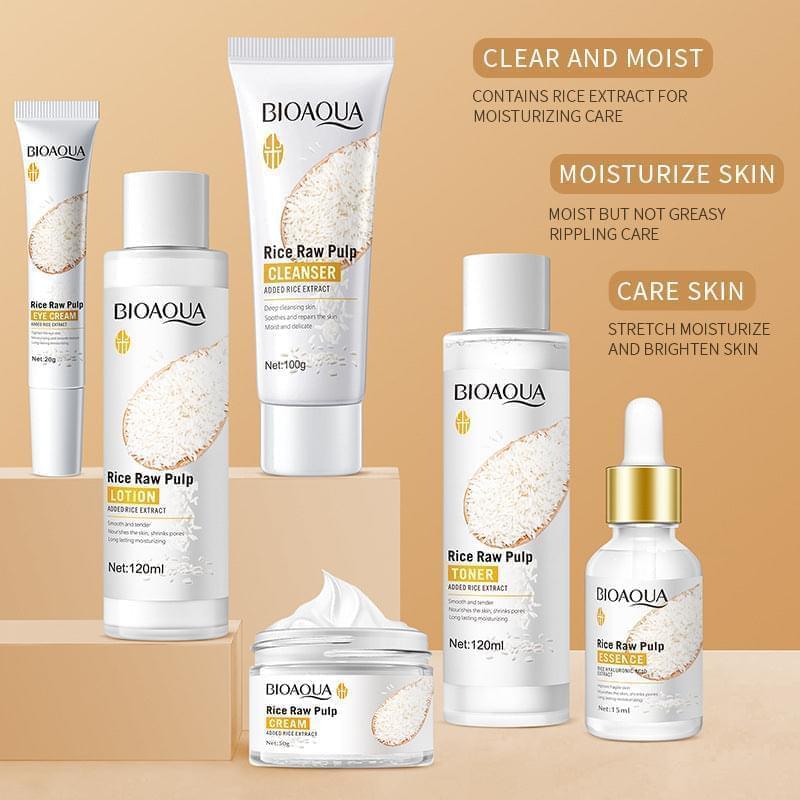 6 in 1 Bioaqua Rice Pulp Glow Moisturizing Skin Set - Buy Online in Pakistan at Cosmia.pk