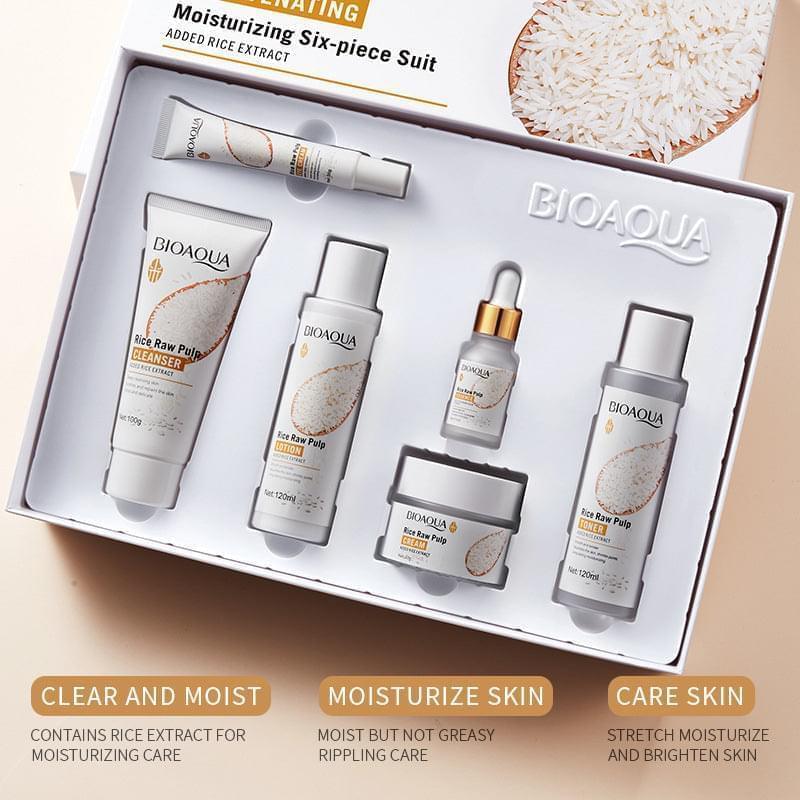 6 in 1 Bioaqua Rice Pulp Glow Moisturizing Skin Set - Buy Online in Pakistan at Cosmia.pk