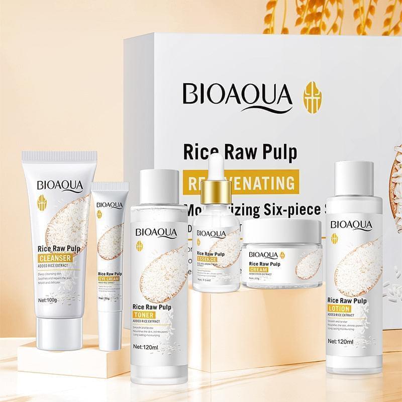 6 in 1 Bioaqua Rice Pulp Glow Moisturizing Skin Set - Buy Online in Pakistan at Cosmia.pk