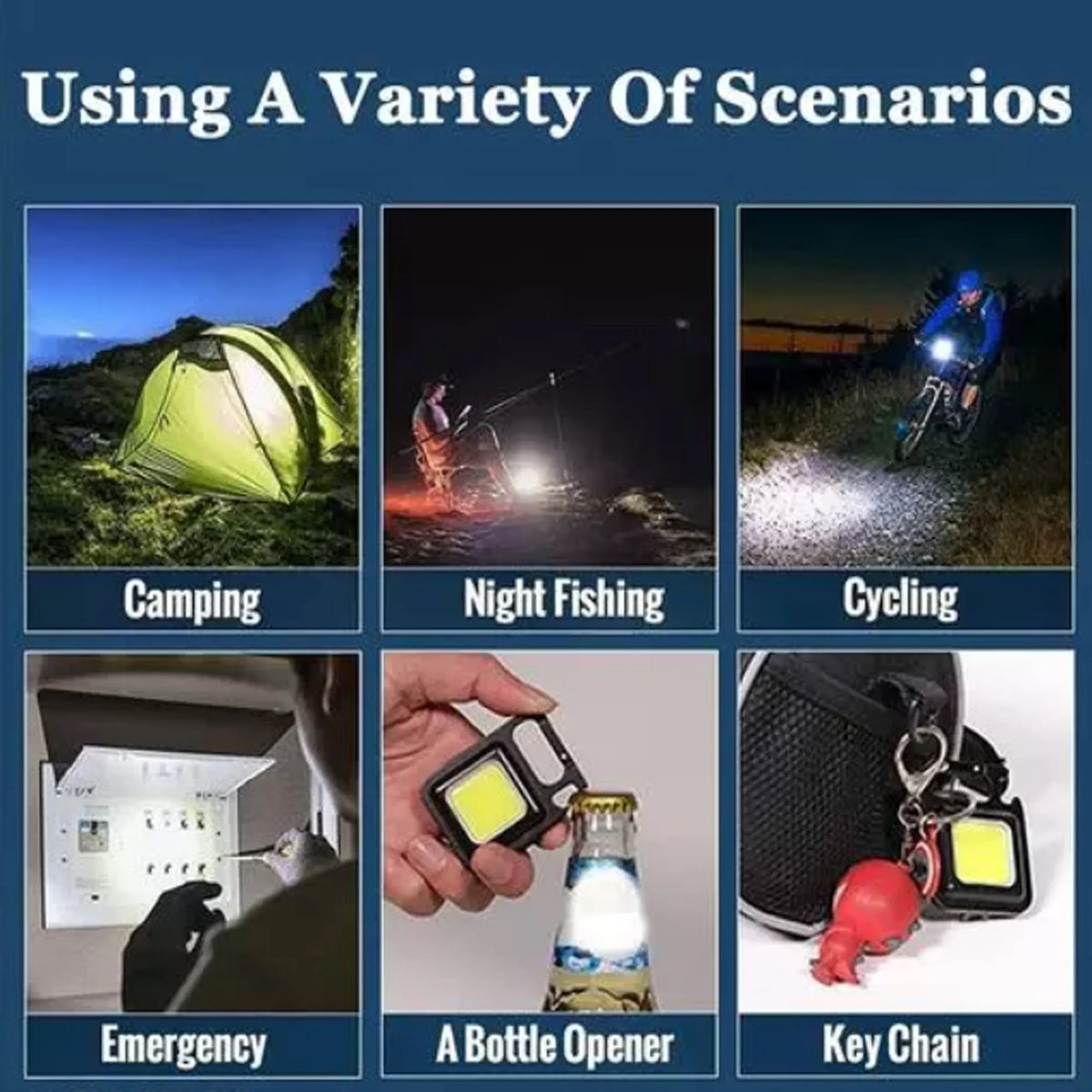 Multi-Function COB Rechargeable Keychain Light - Buy Online in Pakistan at Cosmia.pk