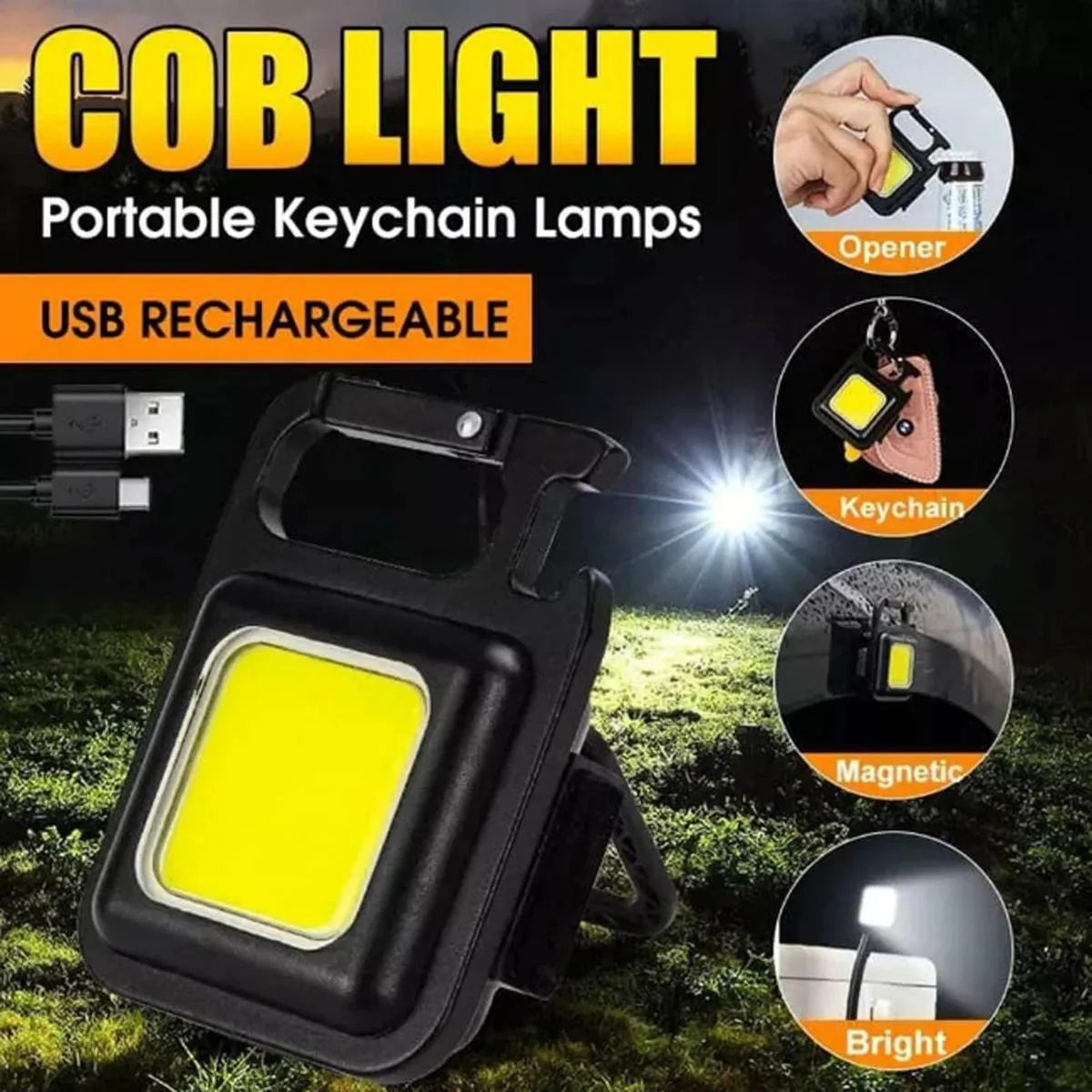 Multi-Function COB Rechargeable Keychain Light - Buy Online in Pakistan at Cosmia.pk