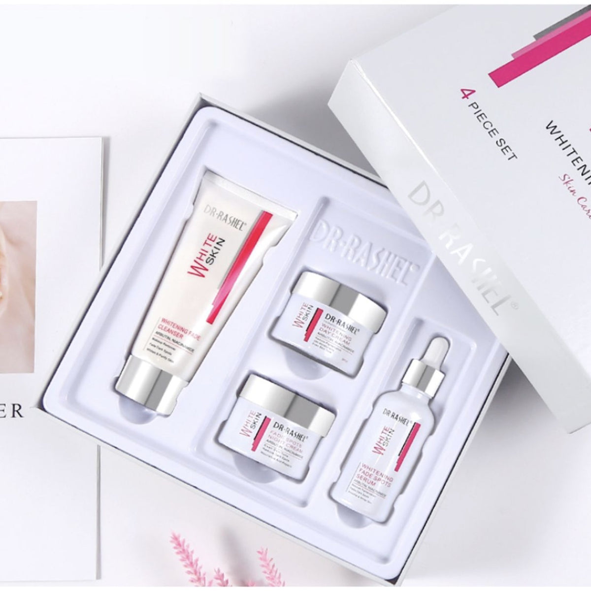 Dr Rashel White Skin Whitening Fade Spots Skin Care Set 4 Pieces - Buy Online in Pakistan at Cosmia.pk - Image 1