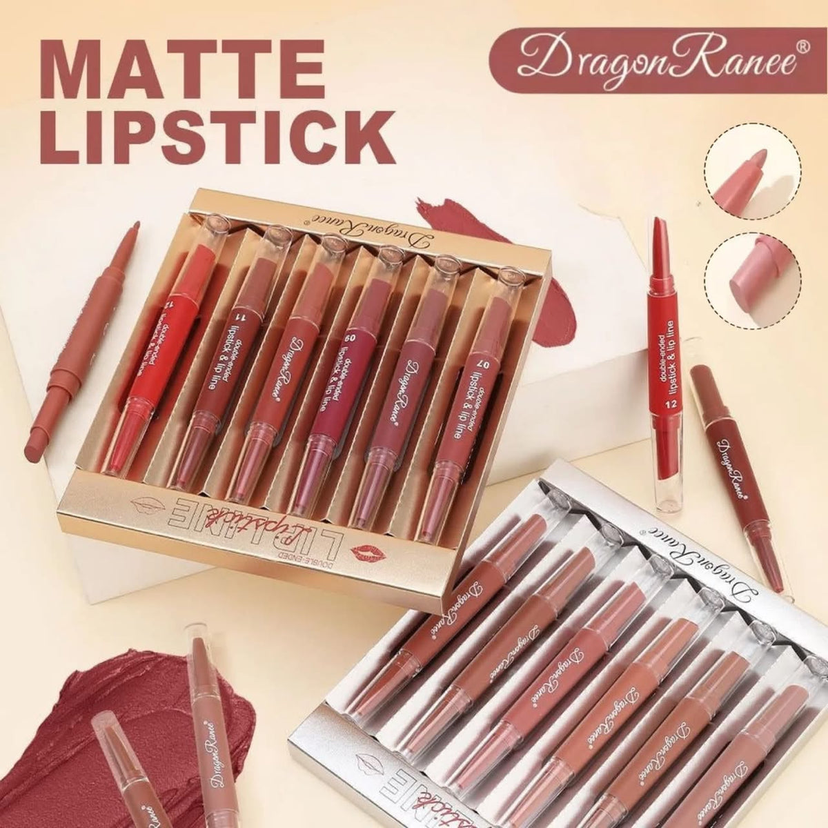 DragonRanee 6pcs 2-in-1 Matte Lipstick and Lip Liner Set - buy online in Pakistan - Image 2