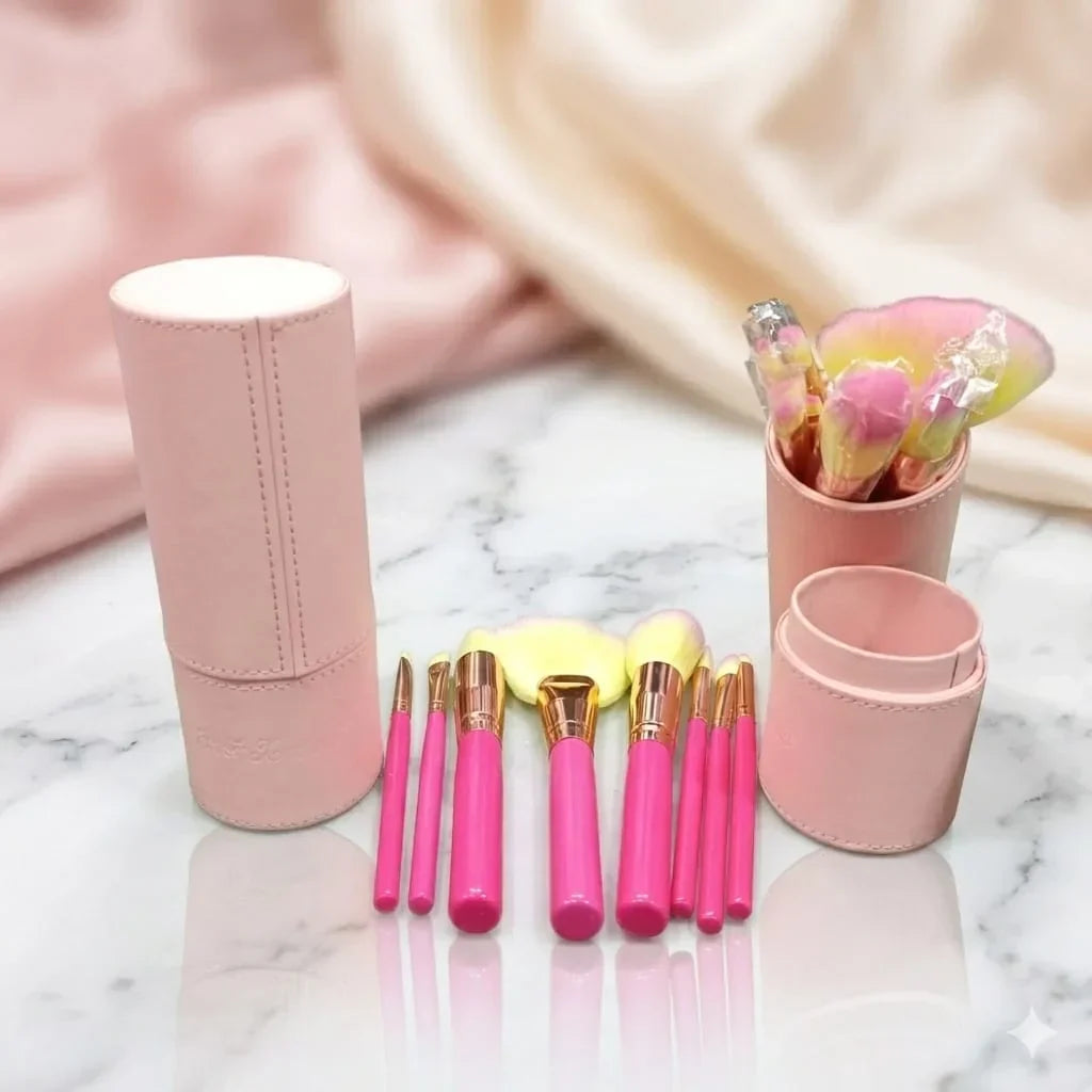 Premium Professional Makeup Brush Set with Leather Storage Cylinder - Buy Online in Pakistan at Cosmia.pk