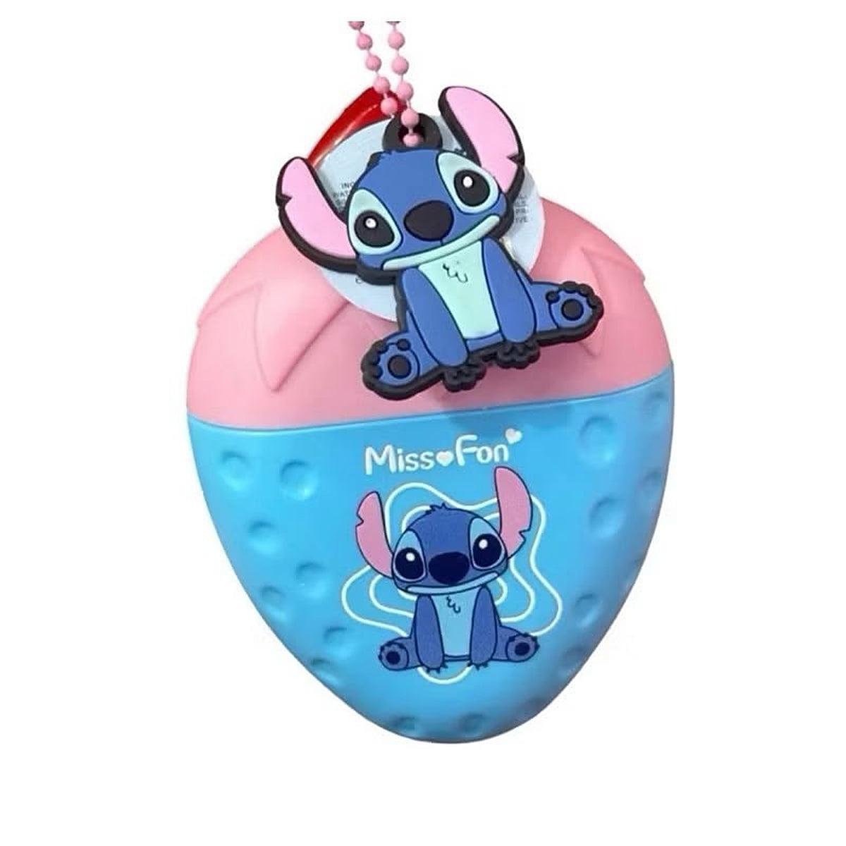 Miss Fon Sun Cream SPF 90 Stitch egg shaped pink and blue container with Stitch keychain charm