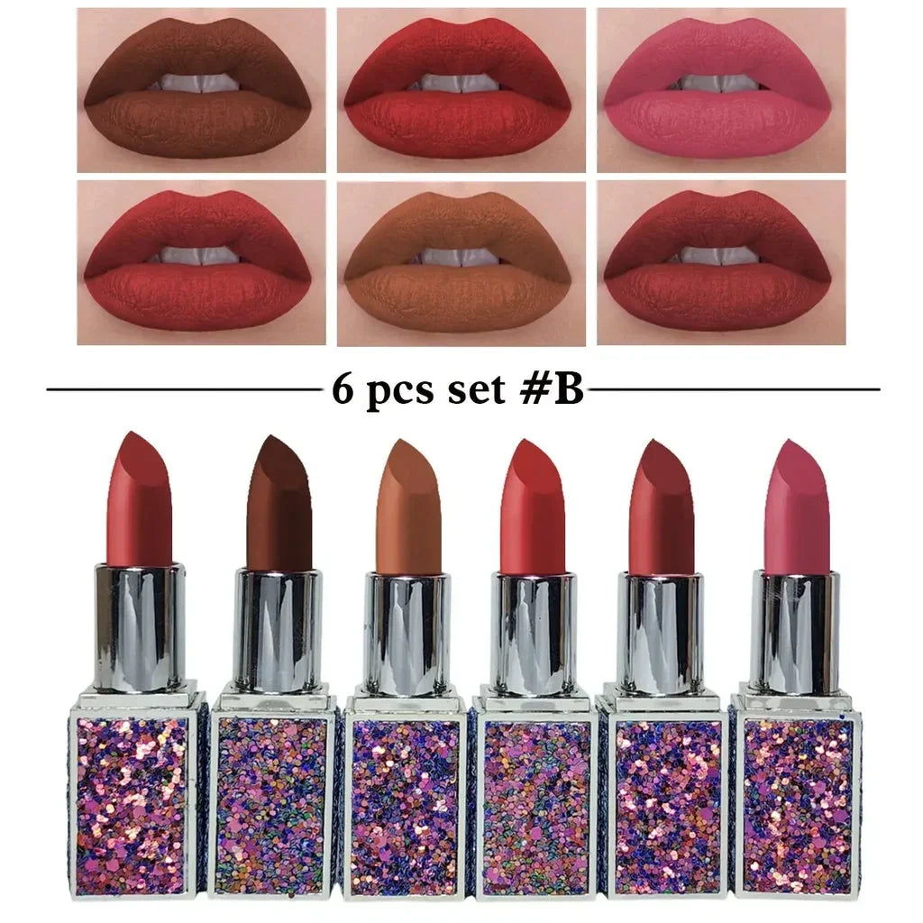 Heng Fang Diamond 6 Pc Long Lasting Matte Lipsticks Set - Buy Online in Pakistan at Cosmia.pk