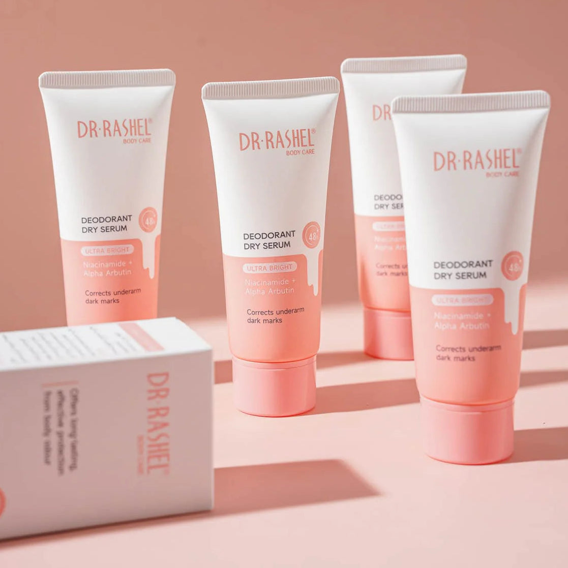 Dr Rashel Deodorant Dry Serum Ultra Bright tubes group shot