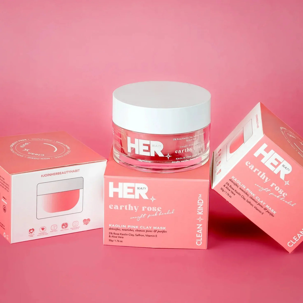 HER Beauty earthy rose Kaolin Pink Clay Mask 50g - Buy Online in Pakistan at Cosmia.pk