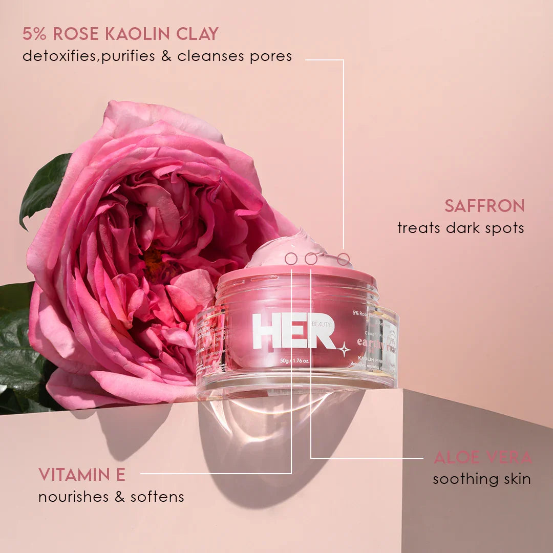 HER Beauty earthy rose Kaolin Pink Clay Mask 50g - Buy Online in Pakistan at Cosmia.pk