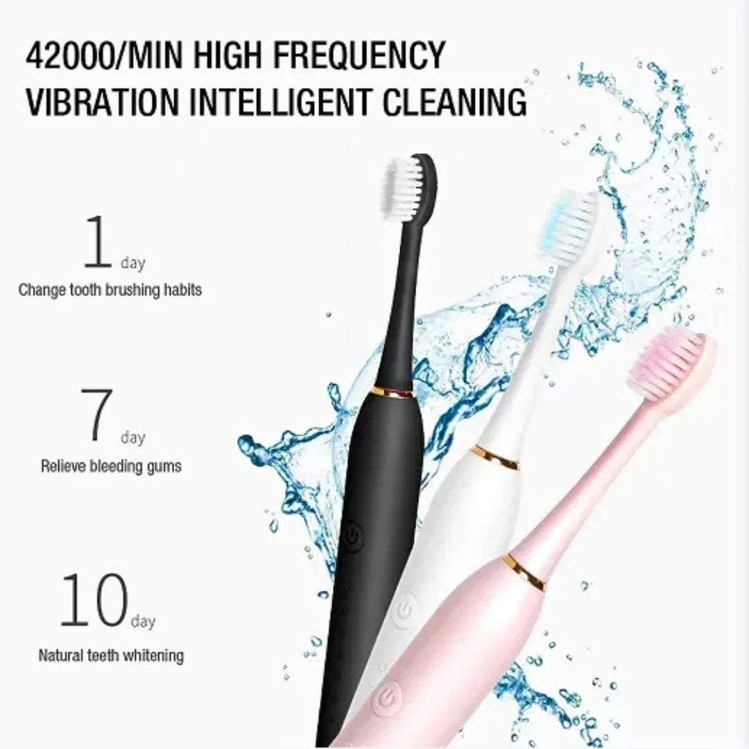 USB Rechargeable Ultrasonic Tooth Brush with 4 Brush Heads - Buy Online in Pakistan at Cosmia.pk