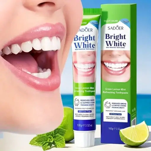 Sadoer Bright White Deep Removing Teeth Stains Green Refreshing Toothpaste 100g - Buy Online in Pakistan at Cosmia.pk