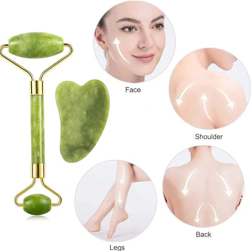 2 In 1 Jade Roller & Gua Sha Set - Buy Online in Pakistan at Cosmia.pk