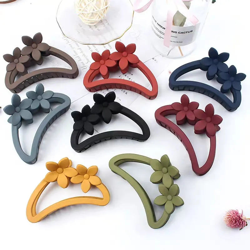 Colorful Matte Flower Hair Claw Clips - Buy Online in Pakistan at Cosmia.pk