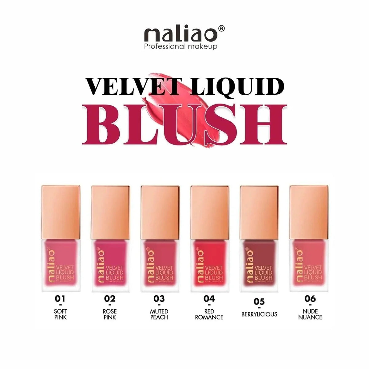 6 Pcs Maliao Velvet Liquid Blush - Buy Online in Pakistan at Cosmia.pk