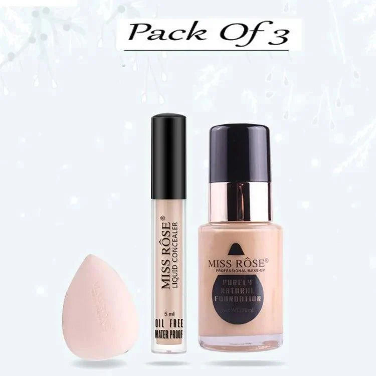 Miss Rose Concealer, Foundation & Blender - 3 Pcs Set - Buy Online in Pakistan at Cosmia.pk