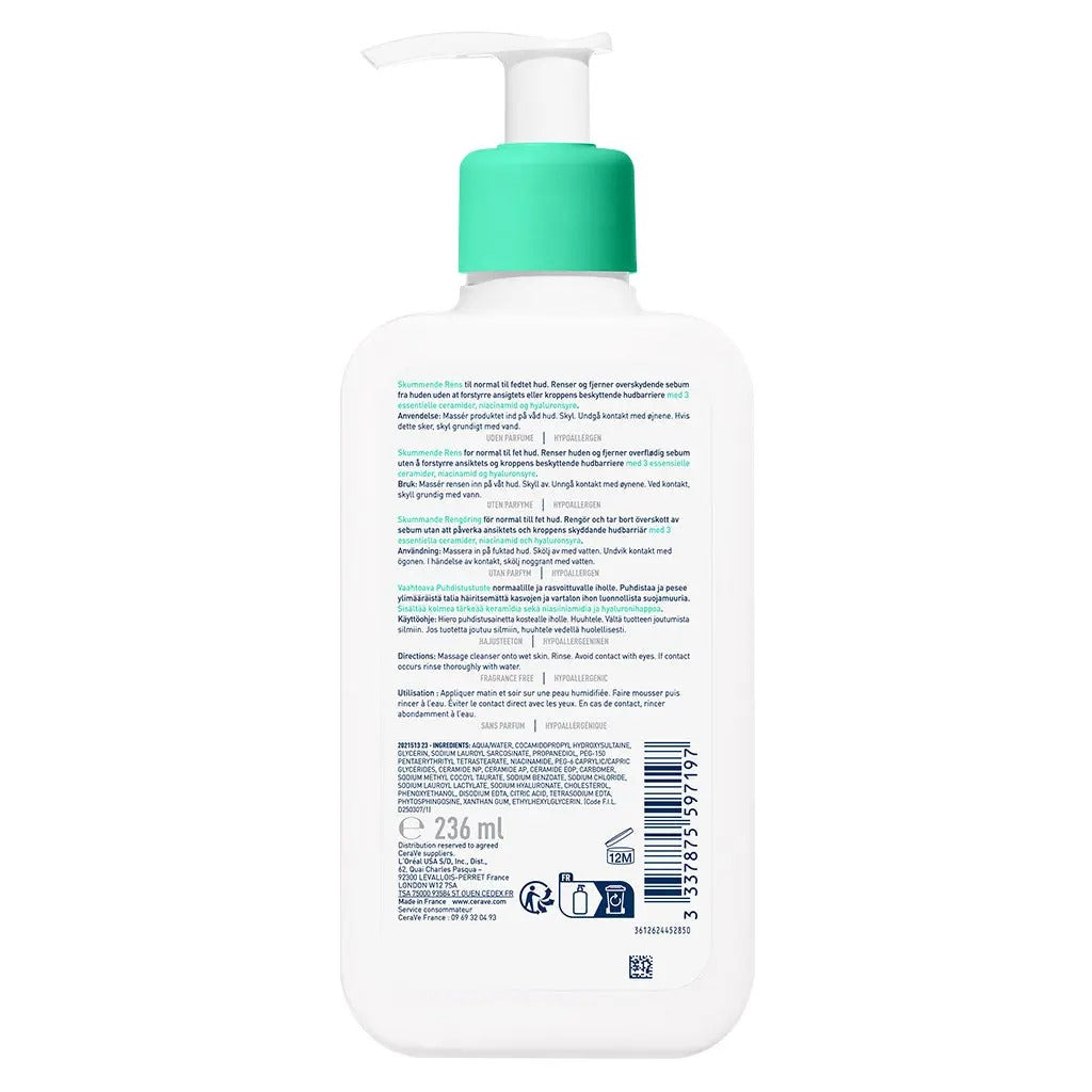 CeraVe Foaming Cleanser 236ml - back label