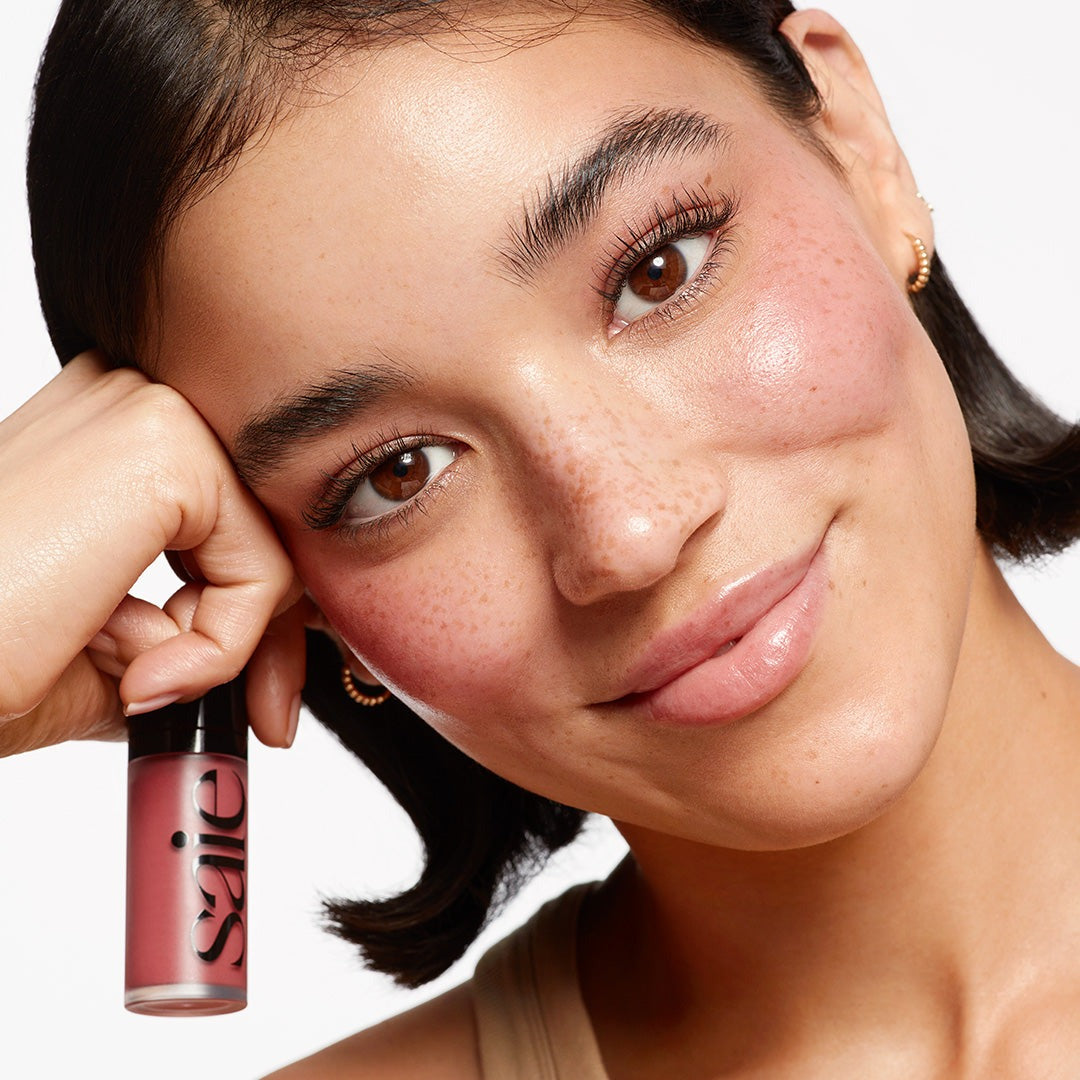 Saie Dew Blush Liquid Cheek Flush - dewy natural flush on skin