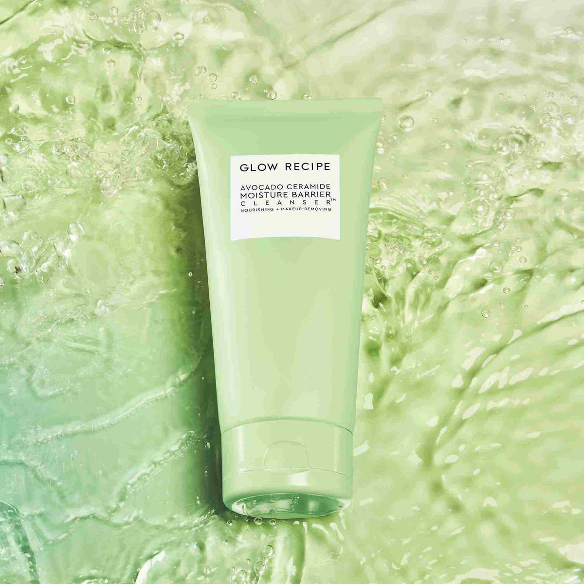 Glow Recipe Avocado Ceramide Moisture Barrier Cleanser 150ml — tube with fresh water splash