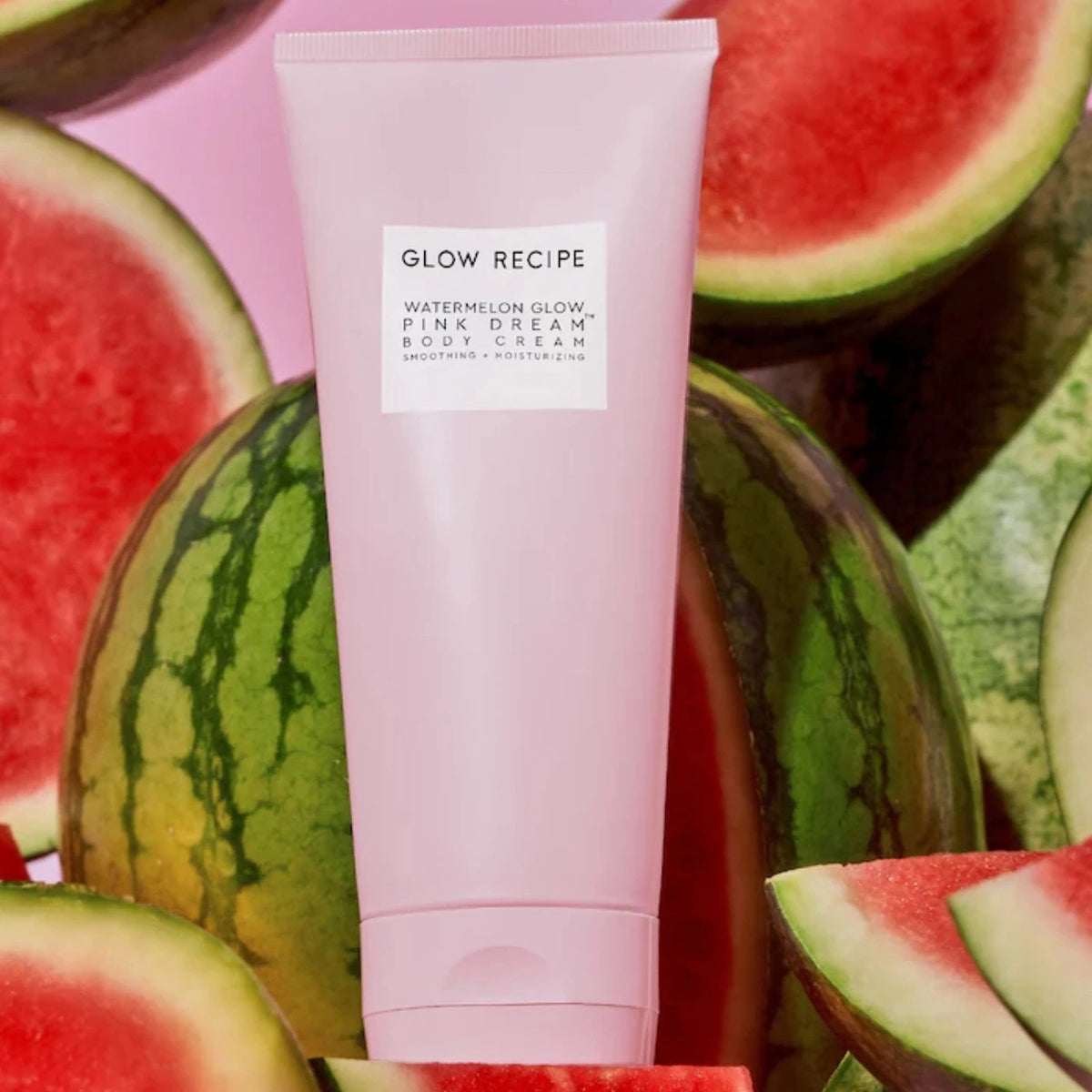 Glow Recipe Watermelon Glow Pink Dream Body Cream 200ml tube surrounded by watermelons