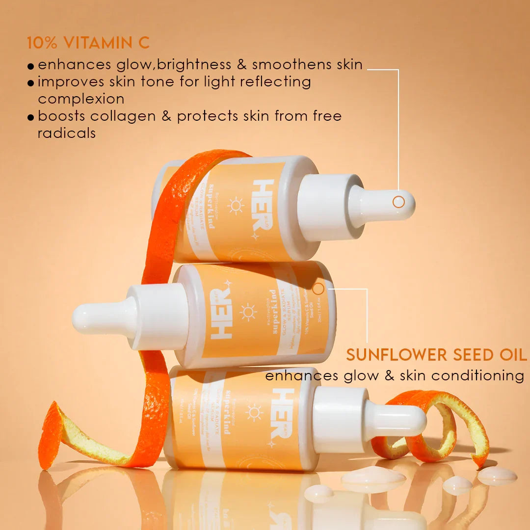 HER Beauty superkind glow and radiate serum 10% Vitamin C 30ml / 1.0 - Buy Online in Pakistan at Cosmia.pk