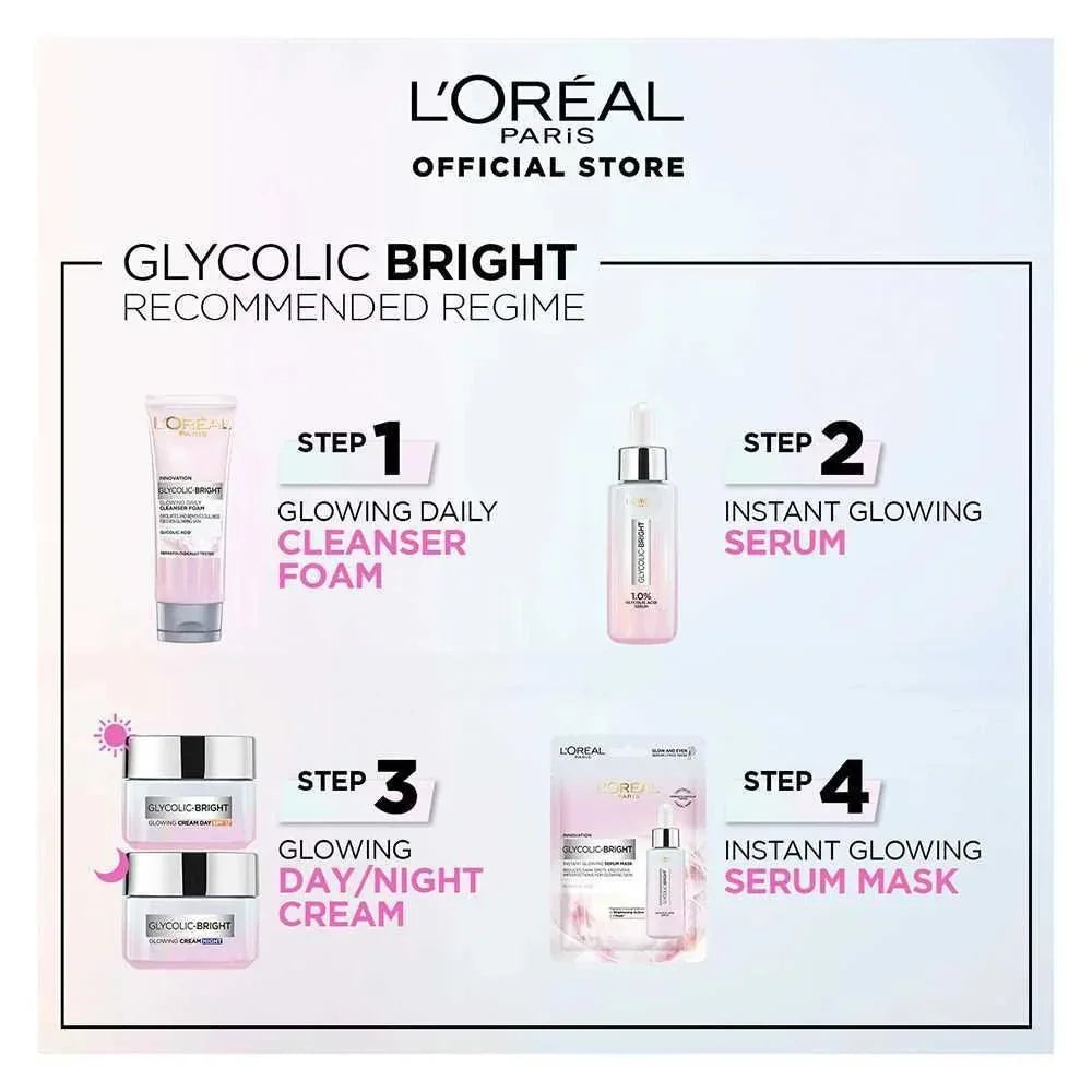 L'Oreal Paris Innovation Glycolic-Bright Glowing Daily Cleanser Foam - 100ml - Buy Online in Pakistan at Cosmia.pk