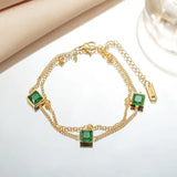 Green crystal cube charm bracelet with lobster clasp and extender