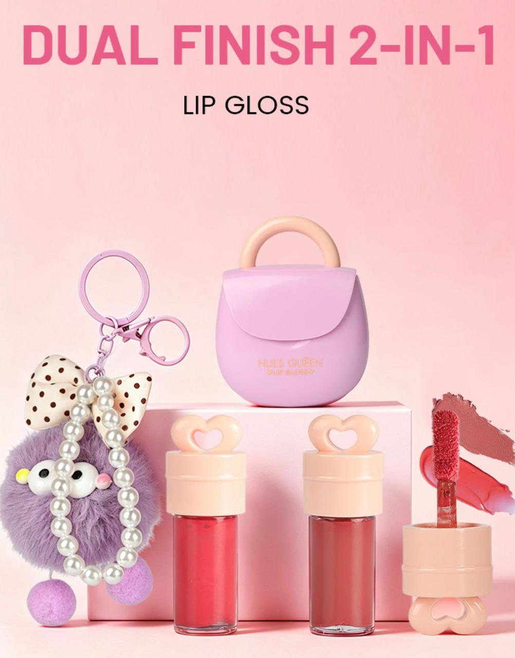 Hues Queen lip gloss 2-in-1 glassy matte tubes