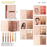 IGOODCO 7 Fold Makeup Kit model IG3336 Artistic Makeup - eyeshadow, face color, pressed powder, eyebrow powder, highlight, contour, lip gloss and perfume