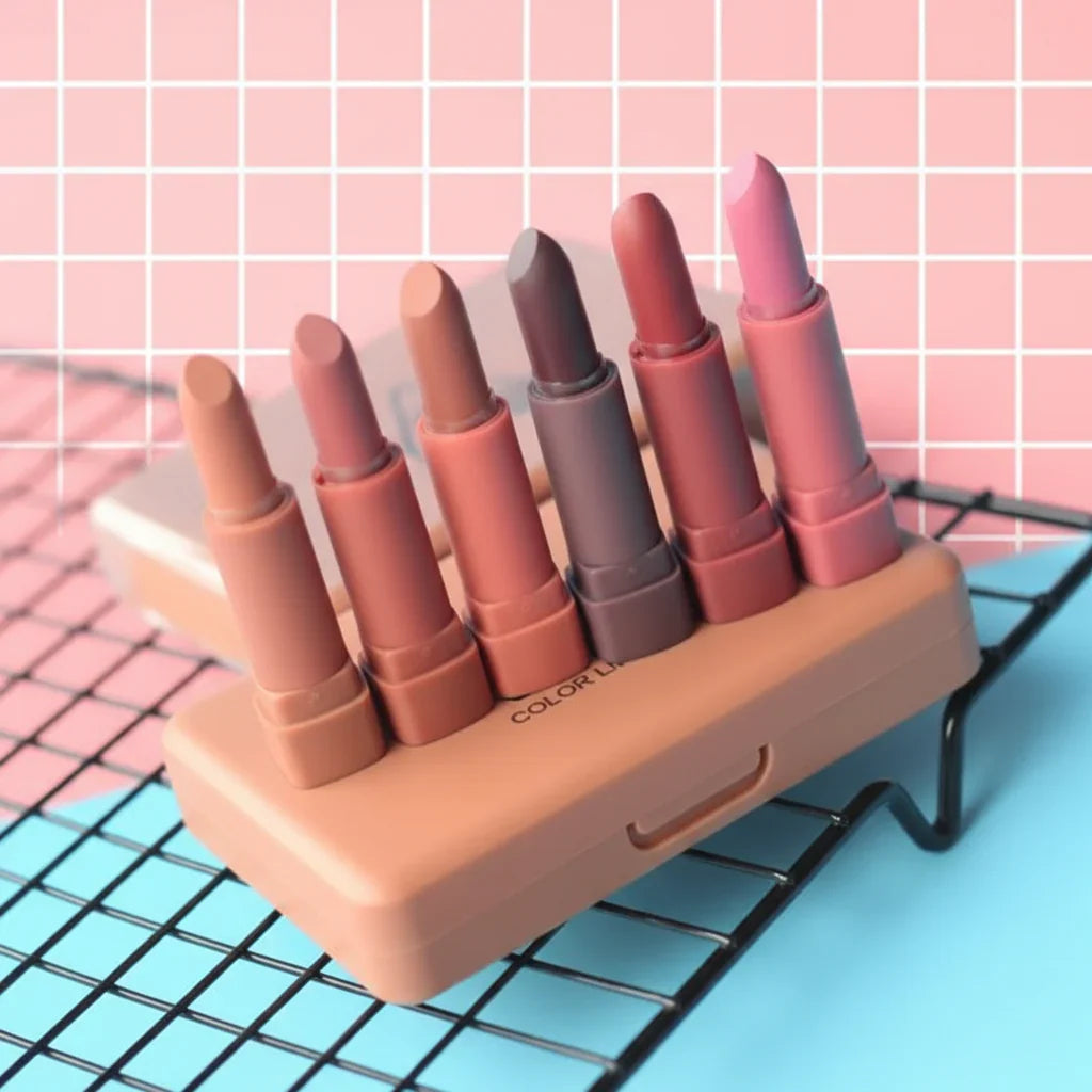 Heng Feng Matte Lipstick With Mirror - 6 Pcs - Buy Online in Pakistan at Cosmia.pk