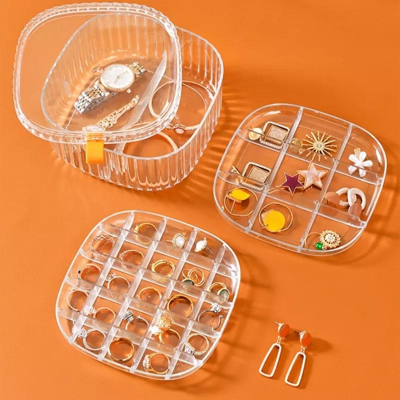 3 Layers Elegant Transparent Crystal Portable Jewllery Box - Buy Online in Pakistan at Cosmia.pk