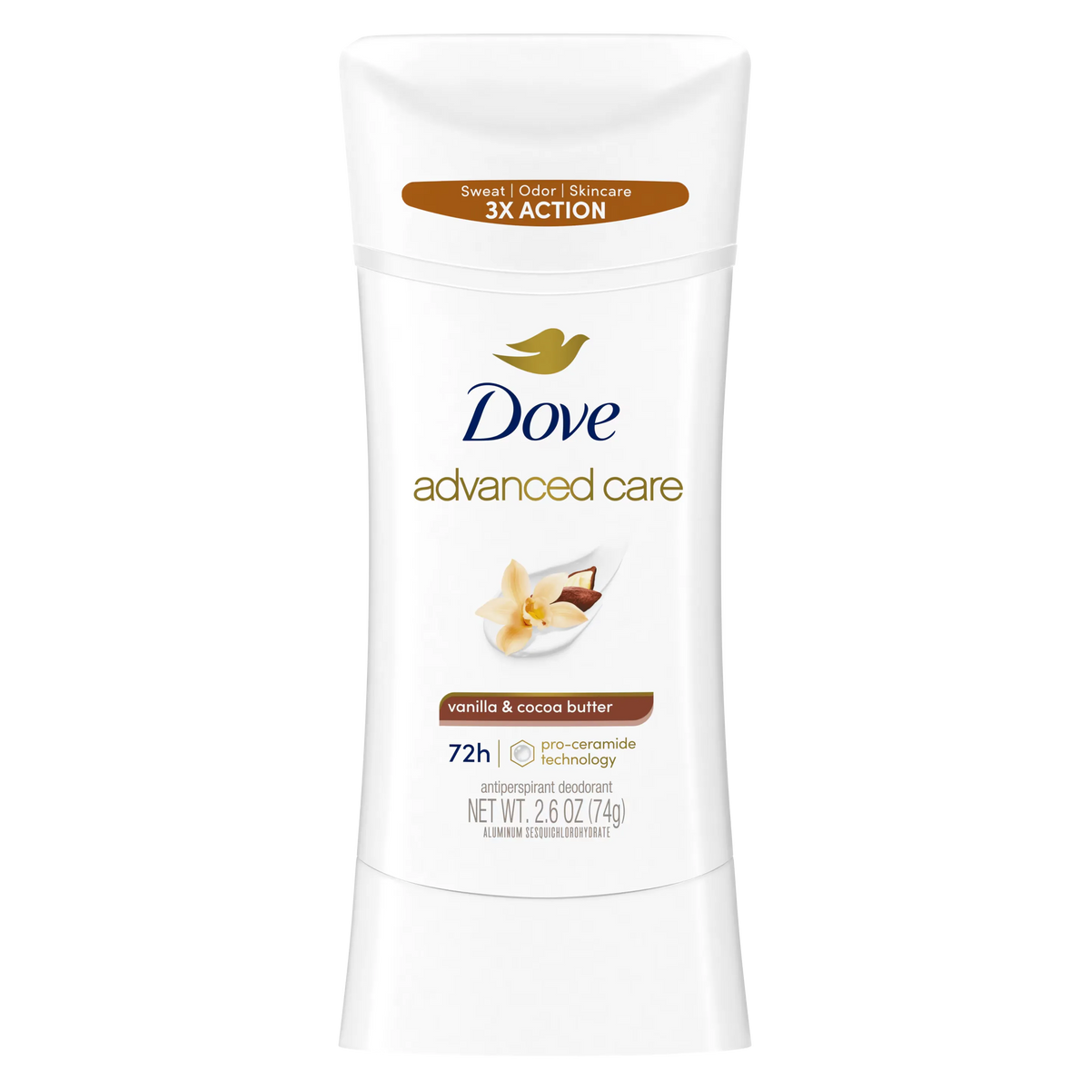 Dove Advanced Care Vanilla & Cocoa Butter Antiperspirant Deodorant Stick 74g - Buy Online in Pakistan at Cosmia.pk