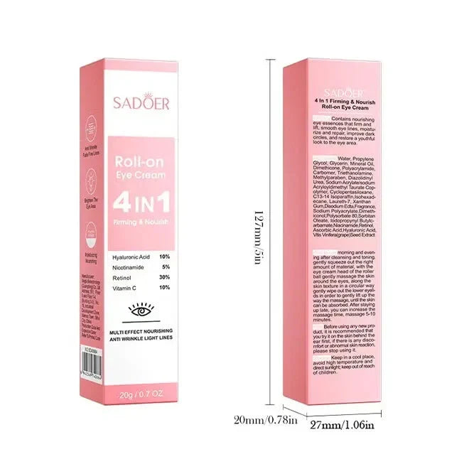 SADOER 4in1 Roll-on Moisturizing Eye Cream - 20gm - Buy Online in Pakistan at Cosmia.pk
