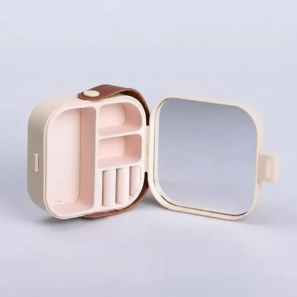 Mini Portable Travel Jewelry Box Organizer with Mirror - Buy Online in Pakistan at Cosmia.pk