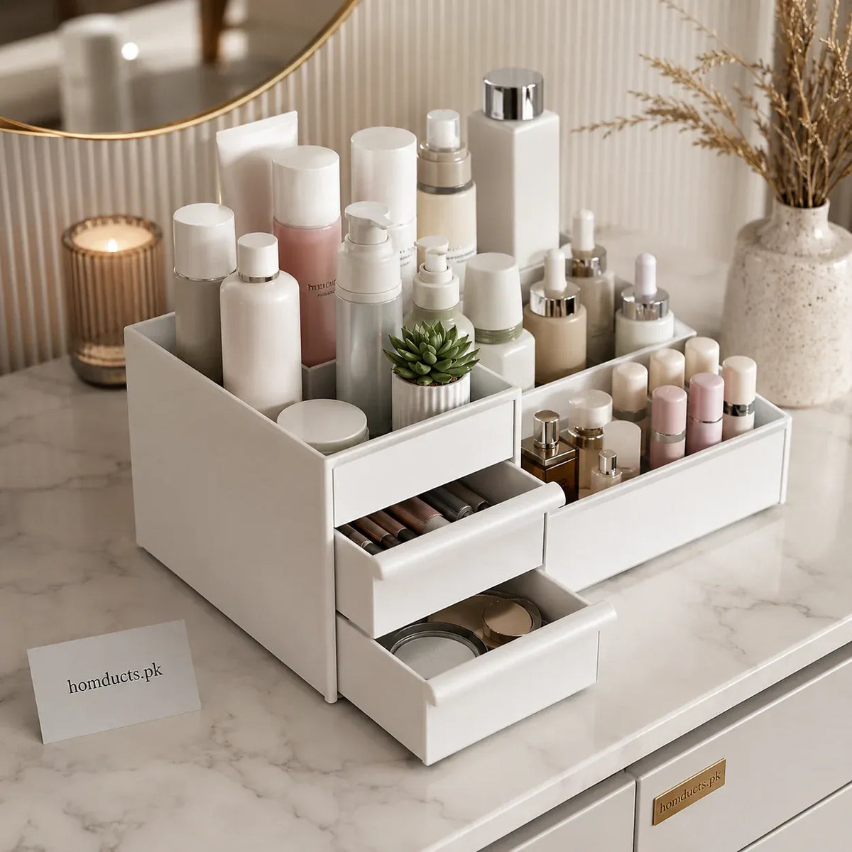 Multi-Functional Makeup Organizer with Storage Drawers - Buy Online in Pakistan at Cosmia.pk