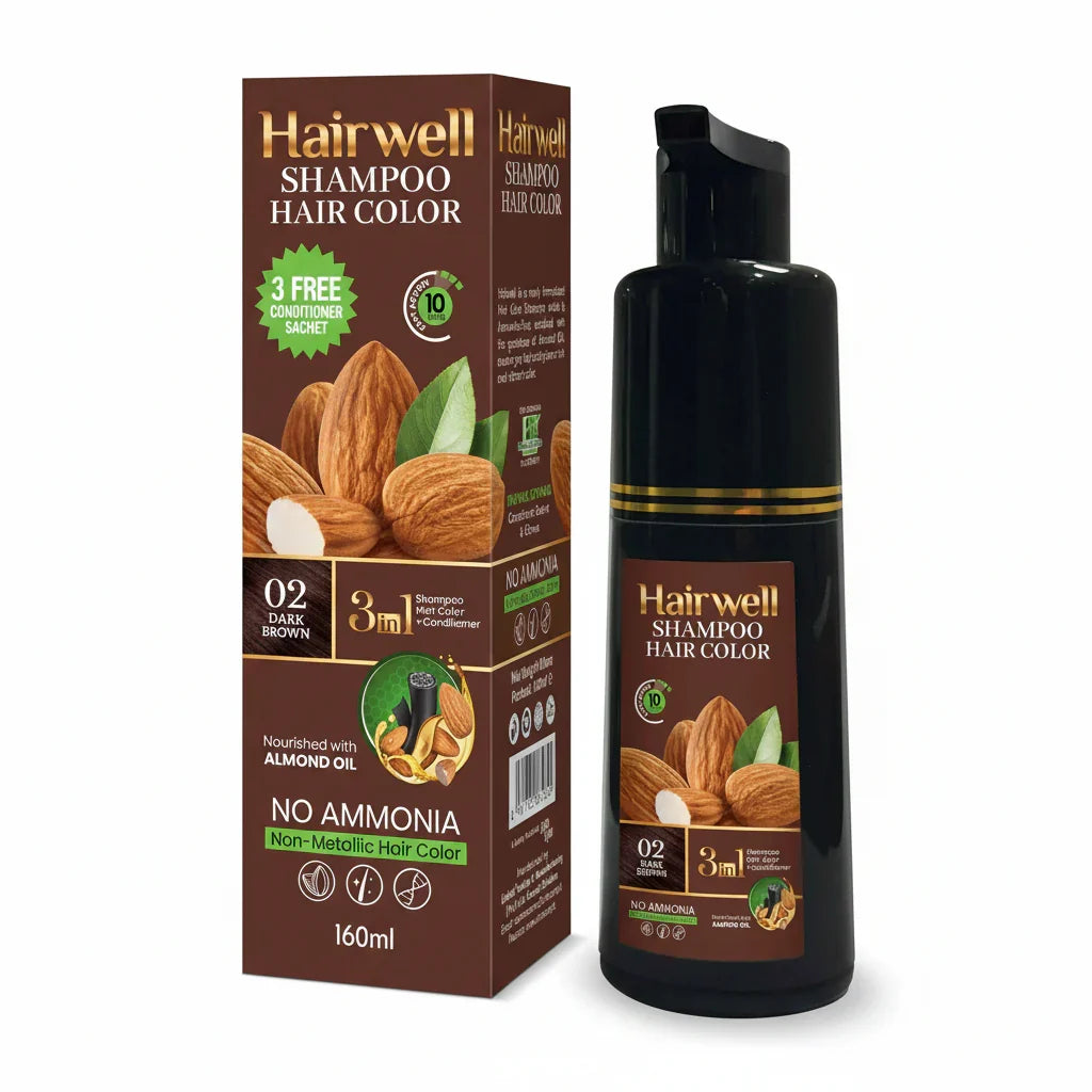Hairwell Dark Brown Shampoo Hair Color – 160ml - Buy Online in Pakistan at Cosmia.pk