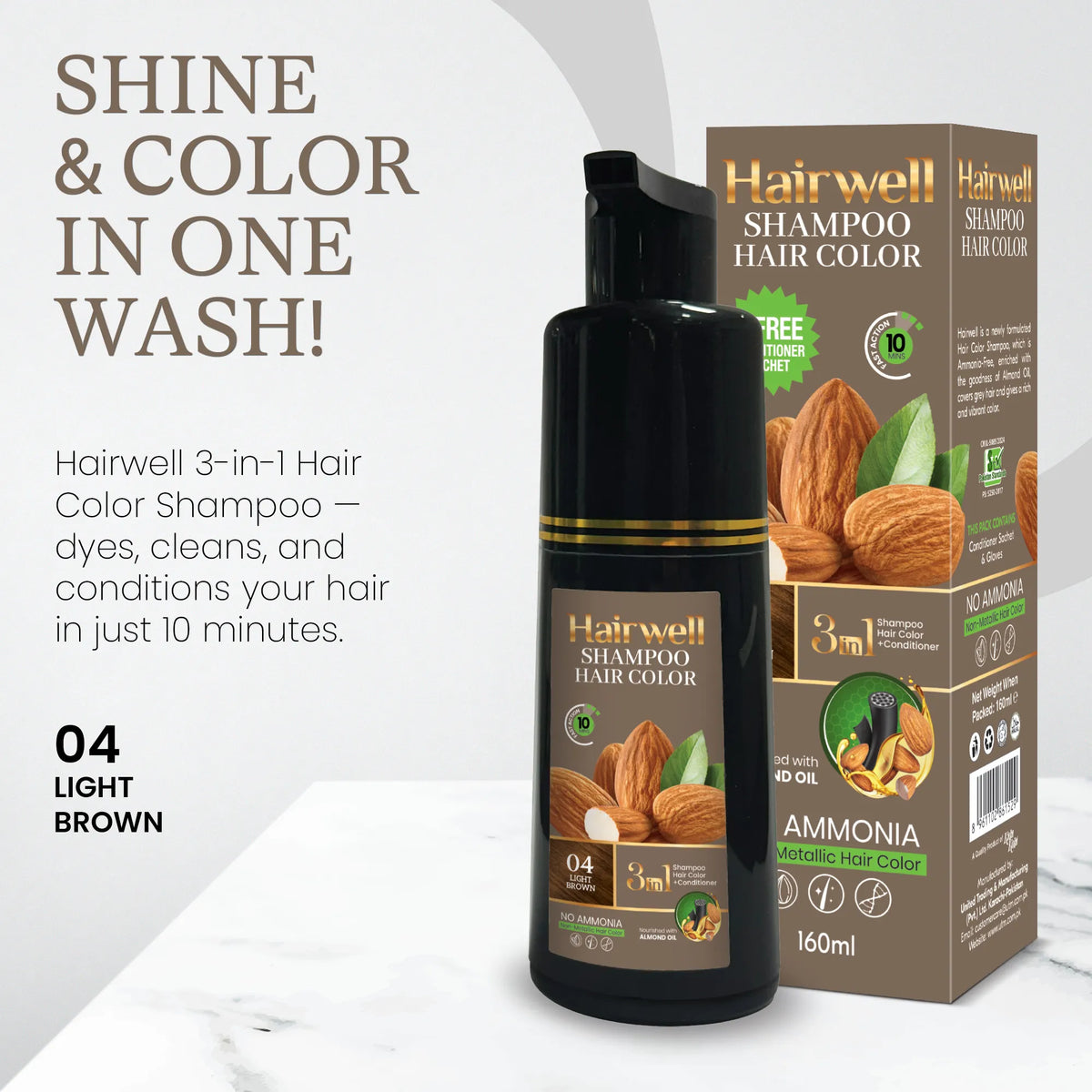 Hairwell Light Brown Shampoo Hair Color – 160ml - Buy Online in Pakistan at Cosmia.pk