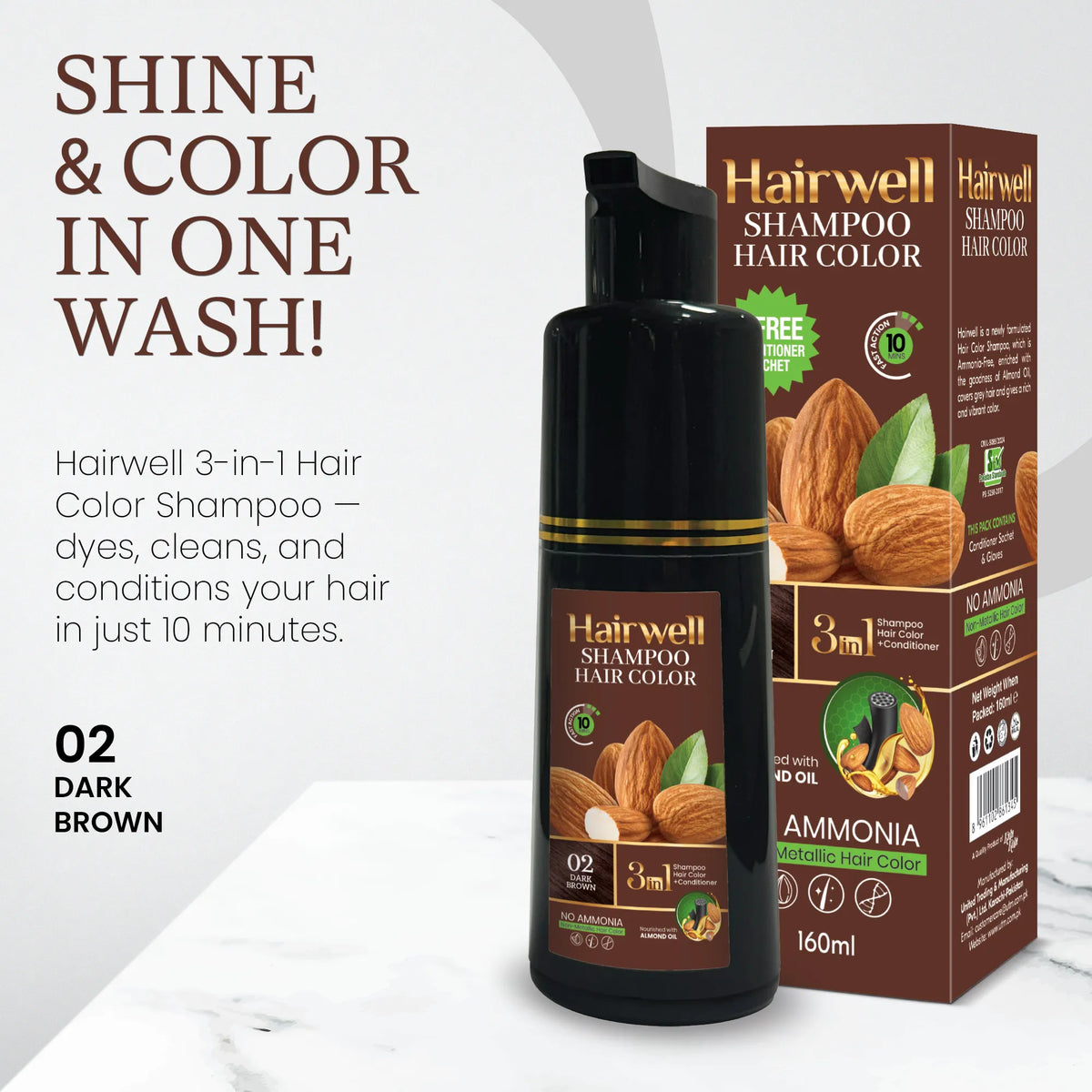 Hairwell Dark Brown Shampoo Hair Color – 160ml - Buy Online in Pakistan at Cosmia.pk